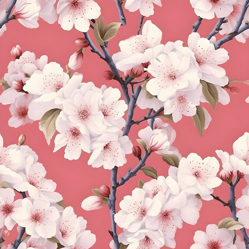 Vintage Cherry Blossom Pattern 5 Fabric - ineedfabric.com