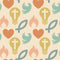 Vintage Christian Symbols Fabric - Tan - ineedfabric.com