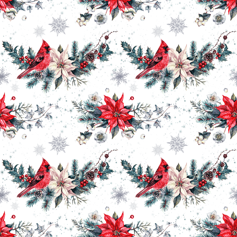Vintage Christmas Cardinal Fabric - ineedfabric.com