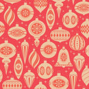 Vintage Christmas Ornaments Fabric - Red - ineedfabric.com