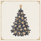 Vintage Christmas Tree Fabric Panel - Gold - ineedfabric.com