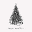 Vintage Christmas Tree & Gifts Fabric Panel - White - ineedfabric.com