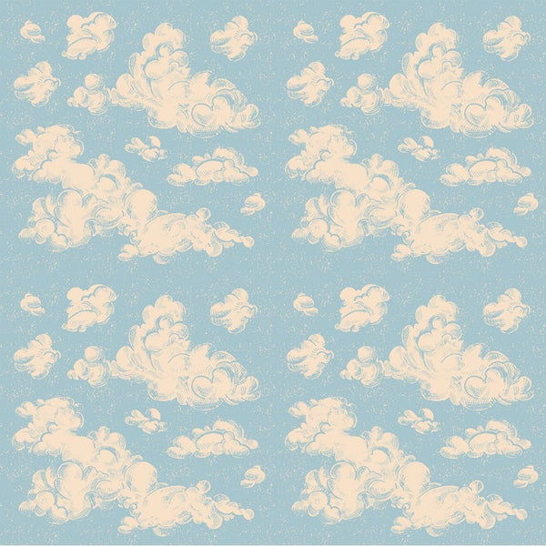 Vintage Clouds Fabric - Blue - ineedfabric.com