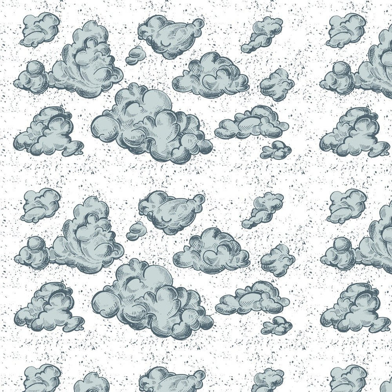 Vintage Clouds Fabric - White - ineedfabric.com