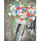 Vintage Floral Bicycle Fabric Panel - Brown