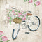 Vintage Floral Bicycle Fabric Panel - Tan - ineedfabric.com