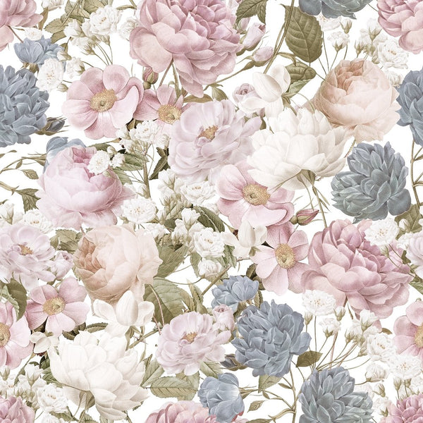 Vintage Floral Dreams Posh English Garden Fabric - White - ineedfabric.com