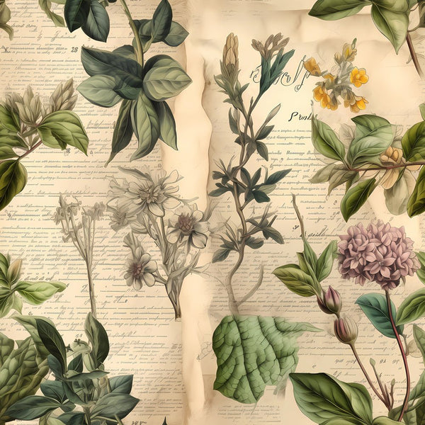 Vintage Floral Love Letters 1 Fabric - ineedfabric.com