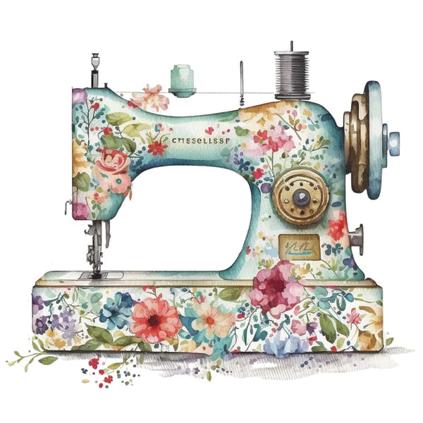 Vintage & Floral Sewing Machine 1 Fabric Panel - ineedfabric.com