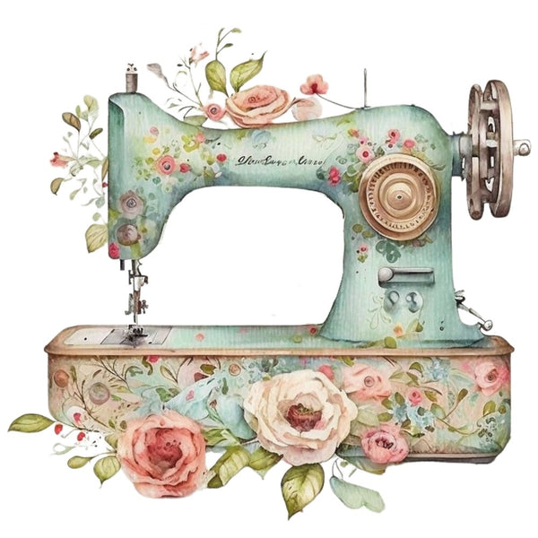 Vintage & Floral Sewing Machine 4 Fabric Panel - ineedfabric.com