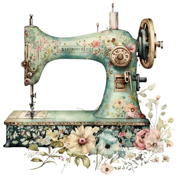 Vintage & Floral Sewing Machine 5 Fabric Panel - ineedfabric.com