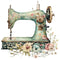 Vintage & Floral Sewing Machine 5 Fabric Panel - ineedfabric.com