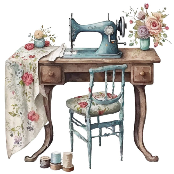 Vintage & Floral Sewing Machine 7 Fabric Panel - ineedfabric.com