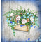 Vintage Flowers on Wood Background Fabric Panel