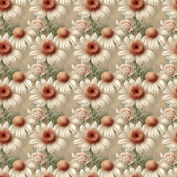Vintage Flowers Pattern 1 Fabric - ineedfabric.com