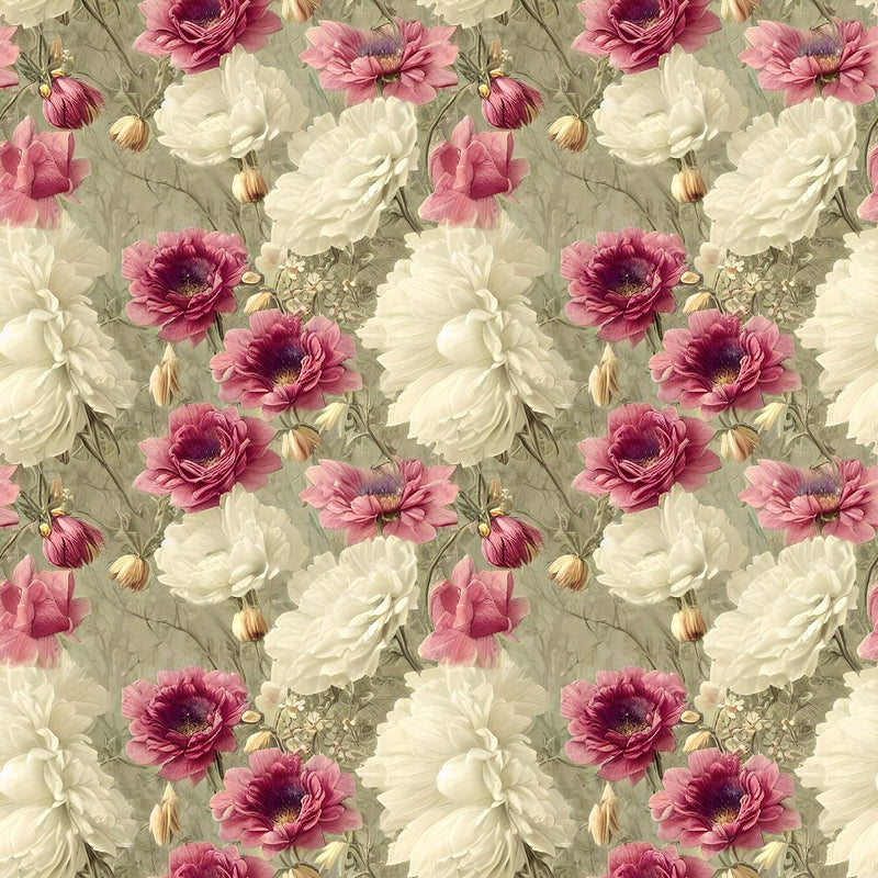 Vintage Flowers Pattern 2 Fabric - ineedfabric.com