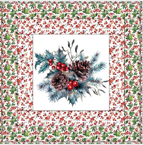 Vintage Holly Berry Wall Hanging 42" x 42" - ineedfabric.com