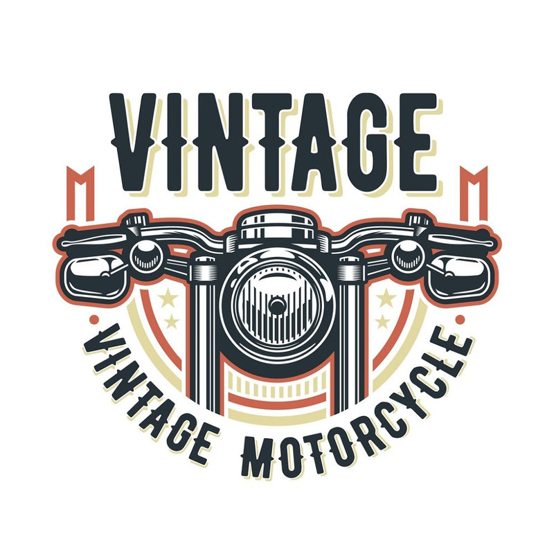Vintage Motorcycle Emblem Fabric Panel - Black - ineedfabric.com