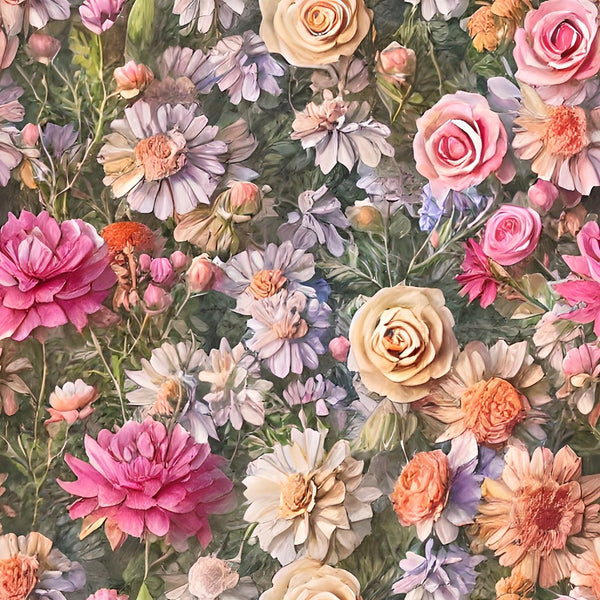 Vintage Neutral Flowers Fabric - ineedfabric.com
