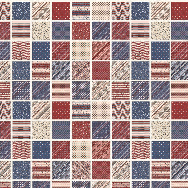 Vintage Patriotic Patchwork Fabric - Multi - ineedfabric.com