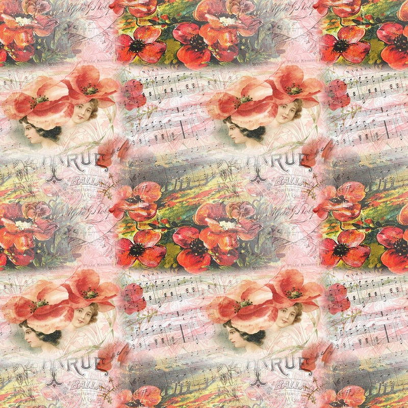 Vintage Poppies 1 Fabric - ineedfabric.com