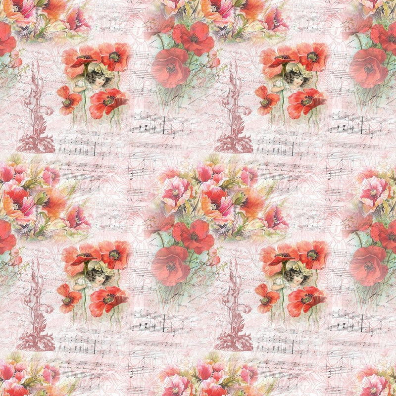 Vintage Poppies 3 Fabric - ineedfabric.com