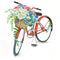 Vintage Red Bicycle with Wild Flower Basket Fabric Panel - ineedfabric.com