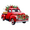 Vintage Red Christmas Truck Fabric Panel - ineedfabric.com