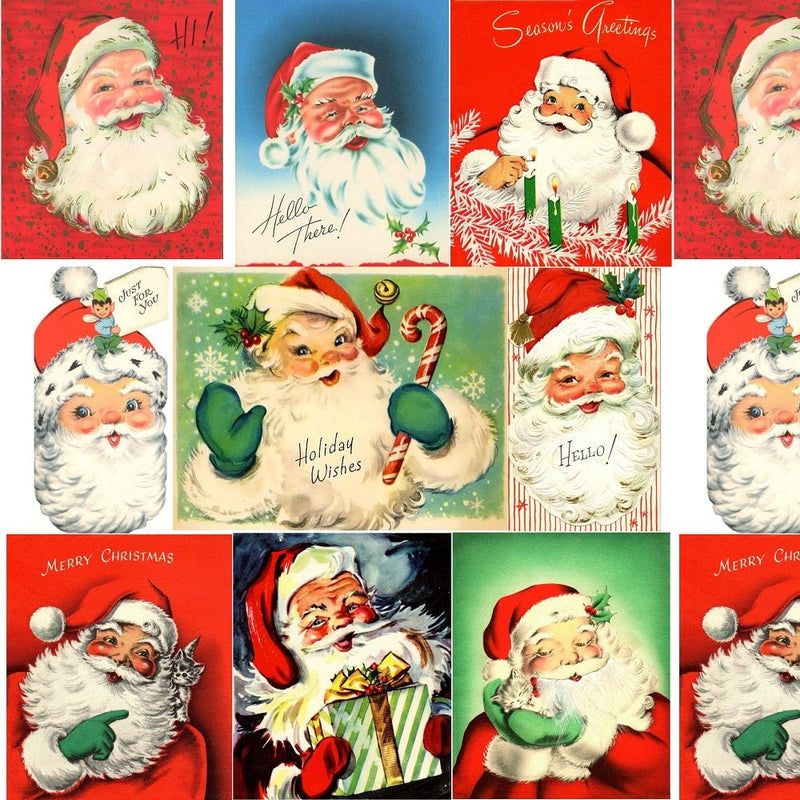 Vintage Santa Claus Collage 3 Fabric - ineedfabric.com