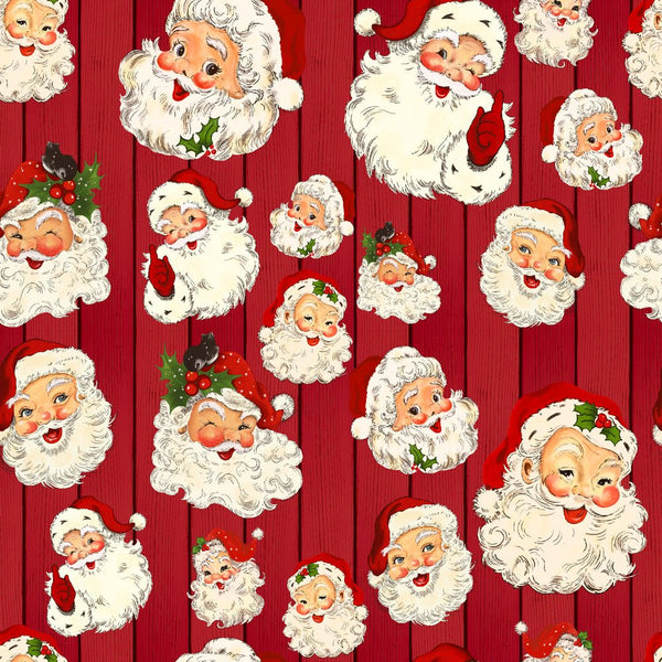 Vintage Santa Claus on Barn Wood Fabric - ineedfabric.com