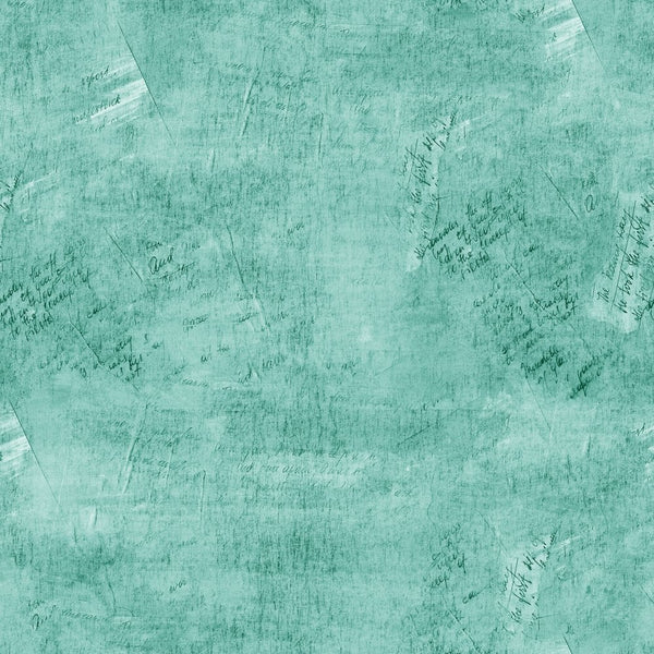 Vintage Script Fabric - Active Green - ineedfabric.com