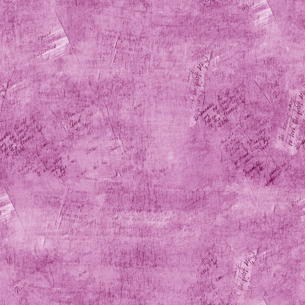 Vintage Script Fabric - Benevolent Pink - ineedfabric.com