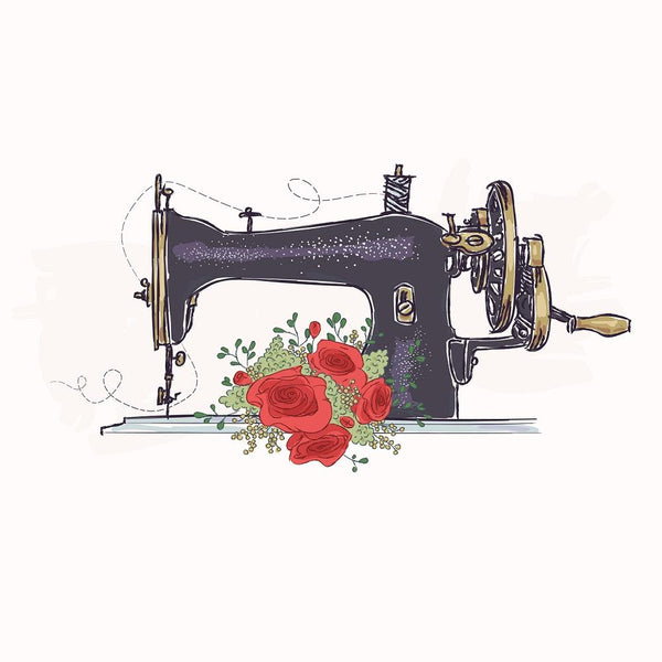 Vintage Sewing Machine With Roses Fabric Panel - ineedfabric.com