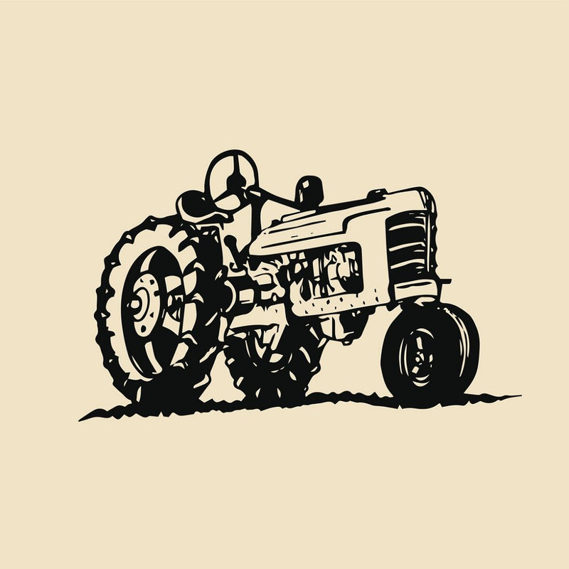 Vintage Sketched Tractor Fabric Panel - Variation 1 - ineedfabric.com