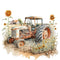 Vintage Tractor & Sunflowers 4 Fabric Panel - ineedfabric.com