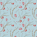 Vintage Tree Branches & Berries Fabric - Blue - ineedfabric.com