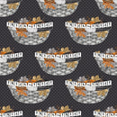 Vintage Trick or Treat Banner Fabric - Black - ineedfabric.com