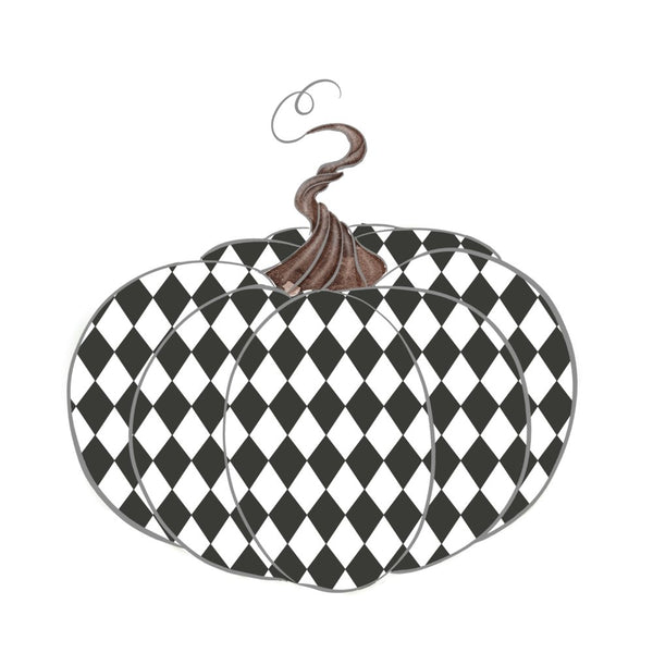 Vintage Trick or Treat Pumpkin Black and White Fabric Panel - ineedfabric.com