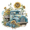 Vintage Truck & Sunflowers 3 Fabric Panel - ineedfabric.com