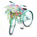 Vintage Turquoise Bicycle with Wild Flower Basket Fabric Panel - ineedfabric.com