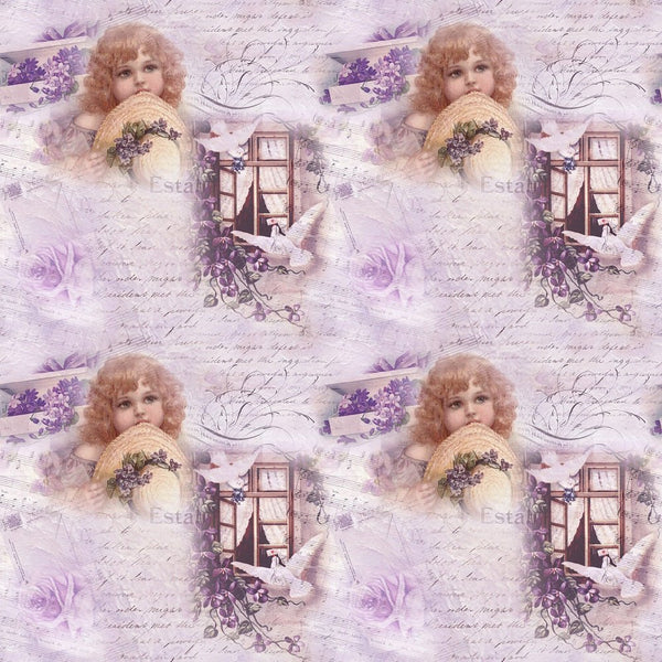 Vintage Violets 3 Fabric - ineedfabric.com
