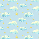Vintage Watercolor Stars & Clouds Fabric - Blue - ineedfabric.com