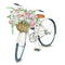 Vintage White Bicycle with Wild Flower Basket Fabric Panel - ineedfabric.com