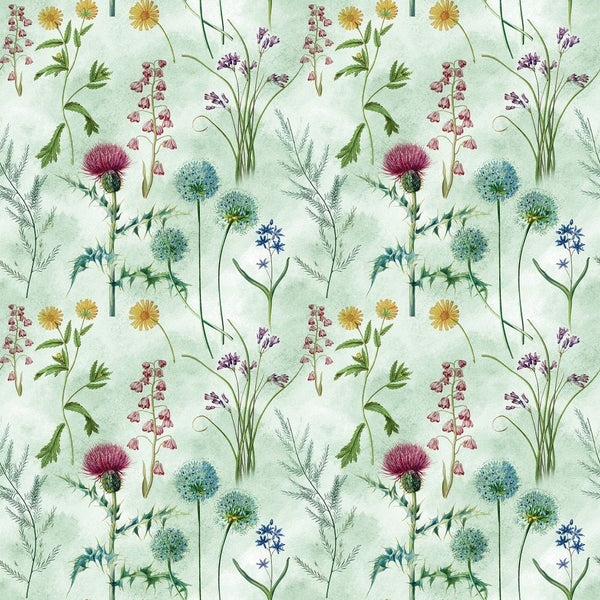 Vintage Wildflowers 1 Fabric - Green - ineedfabric.com