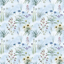 Vintage Wildflowers 2 Fabric - Blue - ineedfabric.com