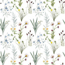 Vintage Wildflowers 3 Fabric - White - ineedfabric.com