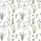 Vintage Wildflowers 3 Fabric - White - ineedfabric.com