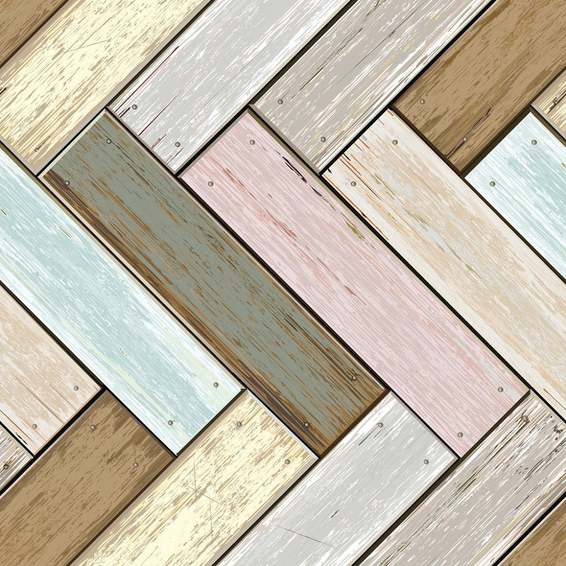 Vintage Wood Interlocked Planks Fabric - Multi - ineedfabric.com
