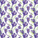 Violet Crocus Flower Fabric - Purple - ineedfabric.com