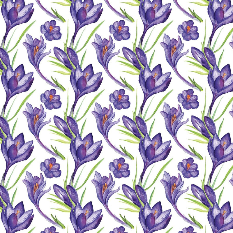Violet Crocus Flower Fabric - Purple - ineedfabric.com